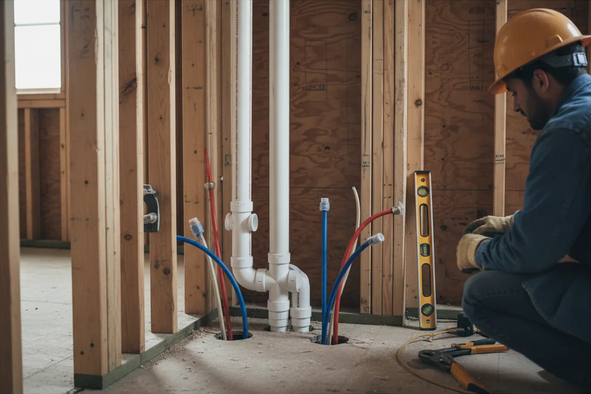Drain and supply rough-in during Drain Cleaning in Bella Vista
